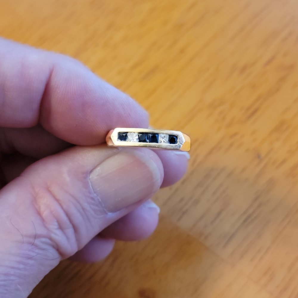 14K Gold Blue Sapphire and Diamond Ring - Picture 2 of 8